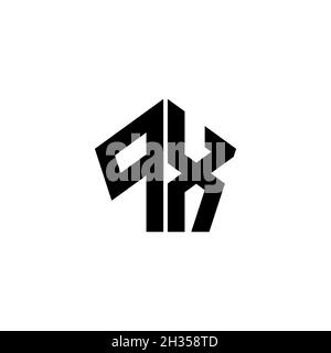 Lettera con logo a monogramma PX con forma geometrica poligonale, isolata su sfondo bianco. Stella poligonale, stella di scudo geometrico. Illustrazione Vettoriale