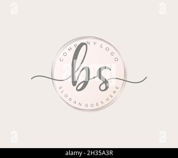 LOGO FEMMINILE BS. Utilizzabile per la natura, salone, centro benessere, cosmetici e loghi di bellezza. Elemento modello di disegno con logo a vettore piatto. Illustrazione Vettoriale