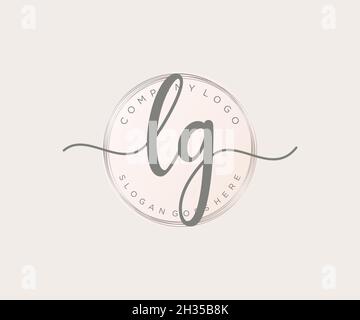 Logo femminile LG. Utilizzabile per la natura, salone, centro benessere, cosmetici e loghi di bellezza. Elemento modello di disegno con logo a vettore piatto. Illustrazione Vettoriale