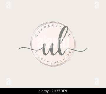 Logo femminile UL. Utilizzabile per la natura, salone, centro benessere, cosmetici e loghi di bellezza. Elemento modello di disegno con logo a vettore piatto. Illustrazione Vettoriale