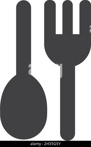 Cucchiaio e forchetta icona template vettoriale Illustrazione Vettoriale