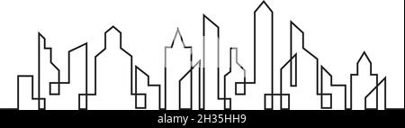 Skyline della città, illustrazione vettoriale della silhouette della città Illustrazione Vettoriale