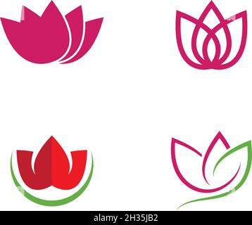 Set di fiori di loto logo modello Vector Illustrazione Vettoriale