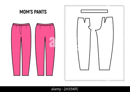 Pantaloni mom per donna. Pantaloni motivo vettoriale per sarto. Illustrazione Vettoriale