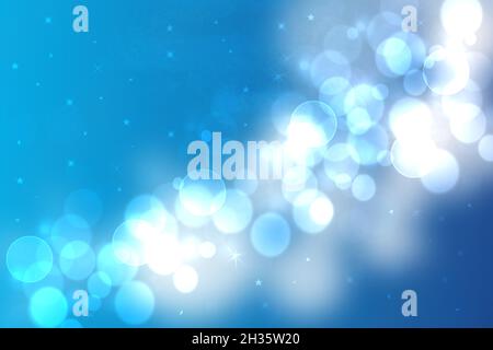 Modello di biglietto di Natale. Astratto festivo elegante blu turchese bianco scintillante modello di biglietto d'auguri per natale o Capodanno con bokeh illuminato Foto Stock