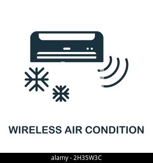 Icona dell'aria condizionata wireless. Firma monocromatica della collezione di tecnologie Internet. Illustrazione dell'icona Creative Wireless Air Condition per il web design Illustrazione Vettoriale