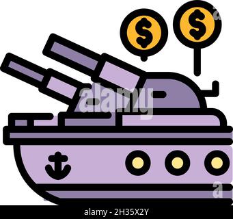 Icona della nave da guerra commerciale. Profilo commerciale nave vettore icona colore piatto isolato Illustrazione Vettoriale