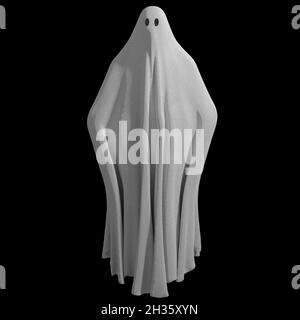 Halloween. Fantasma. Tipico foglio fantasma. Mistero, paura, fantasia immagine adatta per la celebrazione autunnale nel mese di ottobre - illustrazione 3D Foto Stock