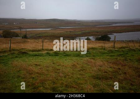 Il paesaggio Ebrideo vicino Callanish, Isola di Lewis Ebridi esterne Scozia Regno Unito Foto Stock