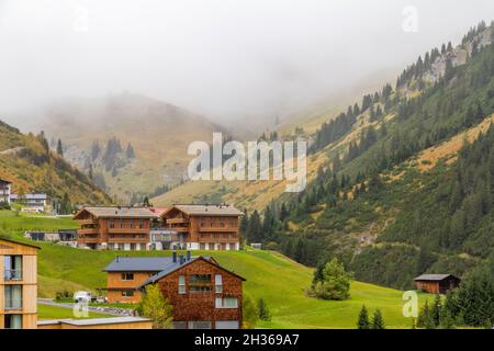 Paesaggio intorno a Warth, un comune del distretto di Bregenz nello stato federato del Vorarlberg Foto Stock