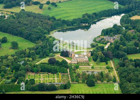 Immagine aerea di Newstead Abbey, Nottinghamshire Inghilterra UK Foto Stock