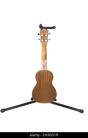 nuove chitarre ukulele su sfondo bianco Foto Stock