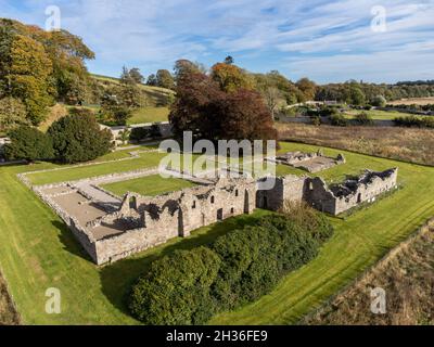 Le rovine di Deer Abbey, un ex monastero cistercense vicino a Mintlaw, Buchan, Aberdeenshire, Scozia Foto Stock