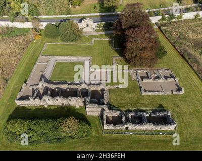 Le rovine di Deer Abbey, un ex monastero cistercense vicino a Mintlaw, Buchan, Aberdeenshire, Scozia Foto Stock