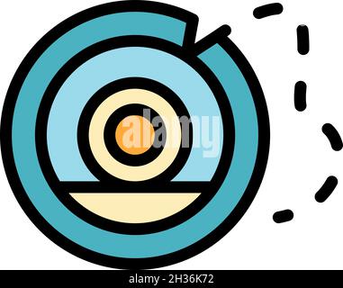 Icona bobina aspo Fly Fish. Contorno Fly Fish bobina vettore icona bobina colore piatto isolato Illustrazione Vettoriale