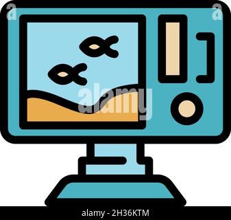 Icona del segnalatore acustico del pescatore. Contorno fishman segnalatore acustico vettore icona colore piatto isolato Illustrazione Vettoriale