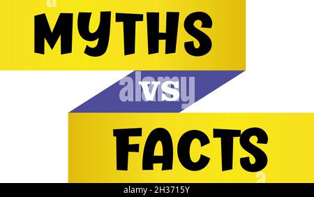 Miti e fatti segno. Design dell'intestazione Miti vs fatti. I fatti veri o falsi sono una bolla. Design di striscioni per qualsiasi scopo. Illustrazione Vettoriale