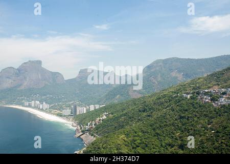 Vista aerea delle spiagge di Rio de Janeiro, regione sud-orientale del Brasile Foto Stock