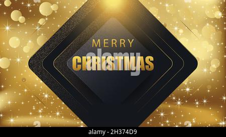 Allegro modello dorato di Natale per biglietti d'auguri, poster per feste, striscioni. Disegno di illustrazione vettoriale. Illustrazione Vettoriale