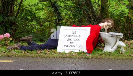 Halloween Scarecrows a Leap Village, West Cork, Irlanda Foto Stock