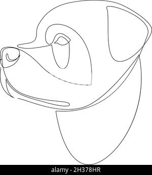 Rottweiler cane-linea continua disegno.web icona. Disegno vettoriale Illustrazione Vettoriale