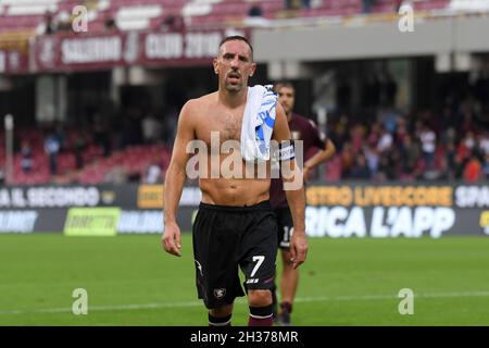 Franck Ribery della US Salernitana 1919 lascia il campo deluso durante la serie A partita tra la US Salernitana 1919 e l'Empoli FC allo Stadio Arechi Foto Stock