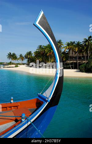 MALDIVE, ATOLLO SUD ARI, ISOLA DI RANGALI, CONRAD HOTEL RESORT & SPA Foto Stock