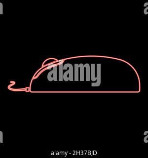 Neon computer mouse rosso vettore colore immagine piatta stile chiaro Illustrazione Vettoriale