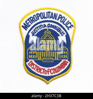 Cerotto del dipartimento della polizia DEGLI STATI UNITI isolato con sfondo bianco Foto Stock