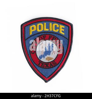 Cerotto del dipartimento della polizia DEGLI STATI UNITI isolato con sfondo bianco Foto Stock