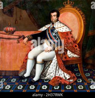 Re João VI Ritratto di Giovanni VI di Portogallo (1767-1826) di José Inácio de Sam Paio, olio su tela, 1824 Foto Stock