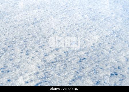 neve piatta soffiata dal vento in una giornata invernale soleggiata Foto Stock