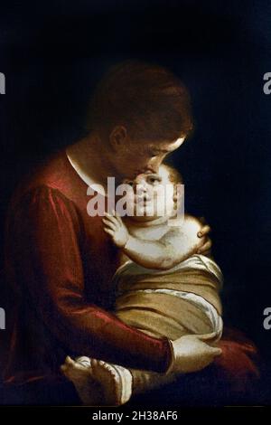 Madonna col Bambino 1575 di Luca Cambiaso, 1527-1585 , olio su tela Italia, Foto Stock