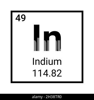 Elemento indio tabella periodica chimica atomo simbolo scienza Illustrazione Vettoriale