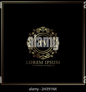 TV Initial Letter Luxury Logo template in Vector per Ristorante, Royalty, Boutique, Cafe, Hotel, Araldico, Gioielli, Moda e altri illustrat vettoriali Illustrazione Vettoriale