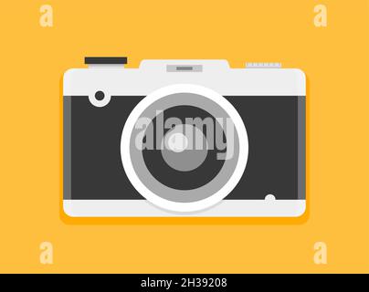 Vector retro fotocamera foto film vintage vecchia fotografia. Icona di illustrazione del dispositivo della fotocamera posteriore Illustrazione Vettoriale