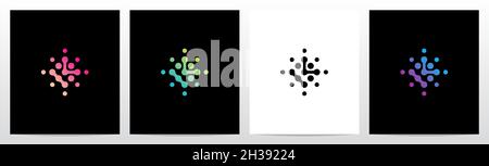 Punti di connessione ruota logo lettera K Illustrazione Vettoriale