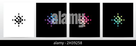 Punti di connessione ruota lettera Logo disegno V Illustrazione Vettoriale