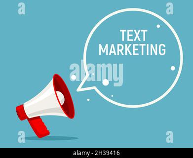 La bolla bianca del megafono per il concetto di vendita dei mezzi sociali. Annuncio vettore per il marketing Illustrazione Vettoriale