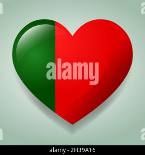 Illustrazione del simbolo del vettore bandiera portoghese con il cuore Illustrazione Vettoriale