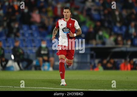 Getafe, Spagna. 25 ottobre 2021. Santi Mina (Celta) Calcio : la Liga Santander in spagnolo si discosta tra Getafe CF 0-3 RC Celta de Vigo al Colosseo Alfonso Perez a Getafe, Spagna . Credit: Mutsu Kawamori/AFLO/Alamy Live News Foto Stock