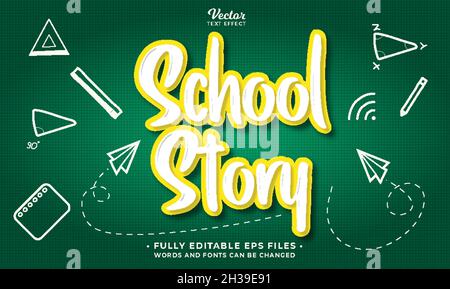 doodle school storia testo effetto vettore modificabile eps cc. le parole e i caratteri possono essere modificati Illustrazione Vettoriale