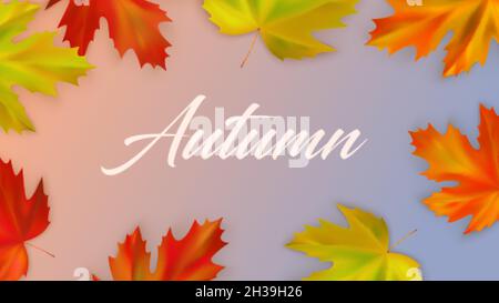 Composizione autunnale di colore realistico caduta foglie di acero. Illustrazione vettoriale Illustrazione Vettoriale