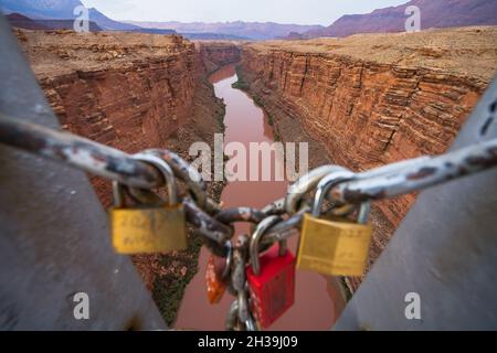 Navajo Bridge, Marble Canyon, Glen Canyon National Recreation Area, Arizona. Foto Stock