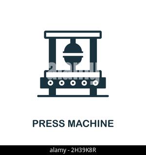 Premere l'icona macchina. Cartello monocromatico dalla collezione di macchinari. Illustrazione icona Creative Press Machine per il web design, infografiche e altro ancora Illustrazione Vettoriale