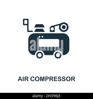 Icona del compressore dell'aria. Cartello monocromatico dalla collezione di macchinari. Illustrazione dell'icona Creative Air Compressor per il web design, l'infografia e altro ancora Illustrazione Vettoriale