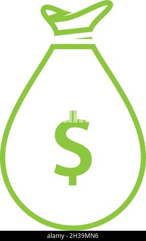 Modello vettoriale con icona del logo Money bag Illustrazione Vettoriale