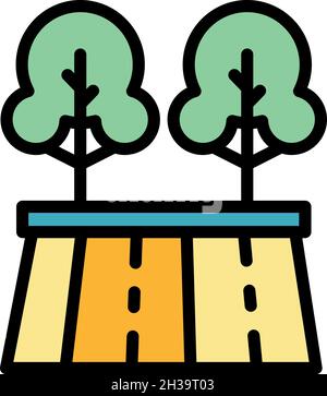Icona del paesaggio del parco ad albero. Profilo albero parco paesaggio vettore icona colore piatto isolato Illustrazione Vettoriale