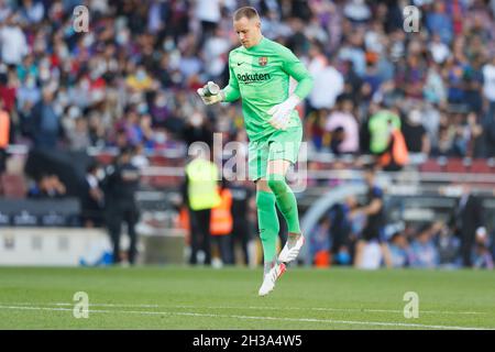 Barcellona, Spagna. 24 ottobre 2021. Mar-Andre ter Stegen (Barcellona) Calcio : partita spagnola 'la Liga Santander' tra FC Barcelona 1-2 Real Madrid CF al Camp Nou di Barcellona, Spagna . Credit: Mutsu Kawamori/AFLO/Alamy Live News Foto Stock