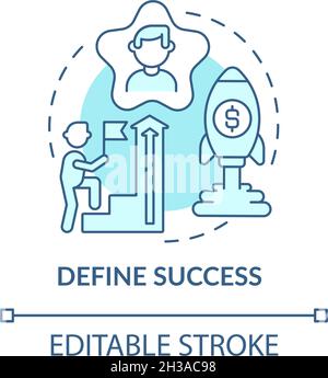 Definire l'icona del concetto blu di successo Illustrazione Vettoriale